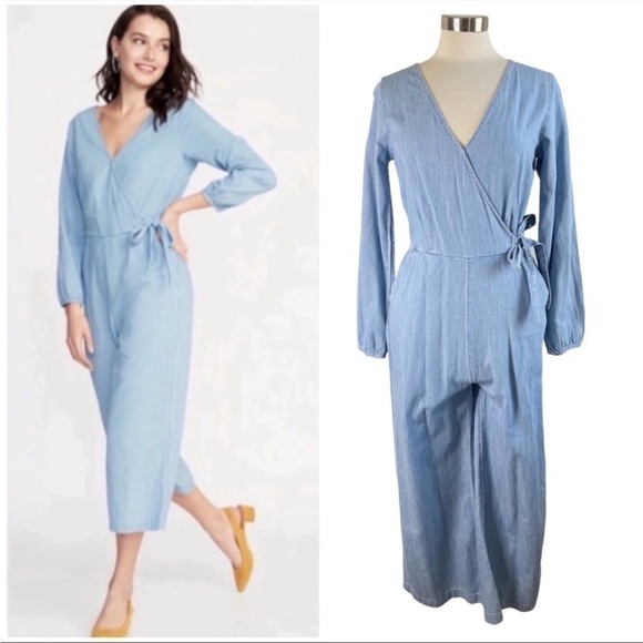 OLD NAVY NWT Chambray Wrap Jumpsuit sz Small Tall - Picture 1 of 7